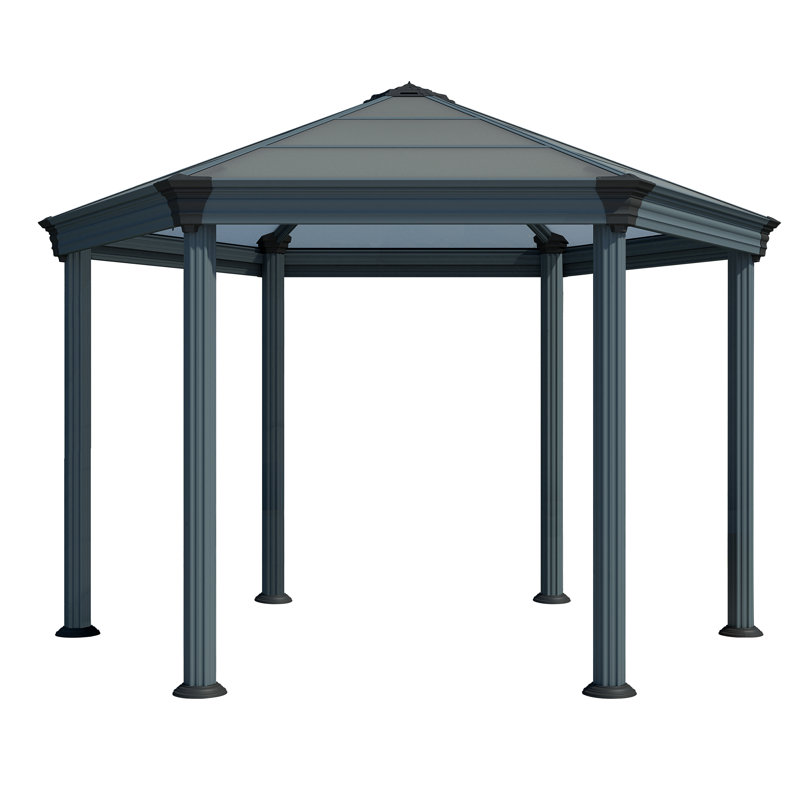 Roma 89" Gray Aluminum Garden Gazebo with Bronze Glazing