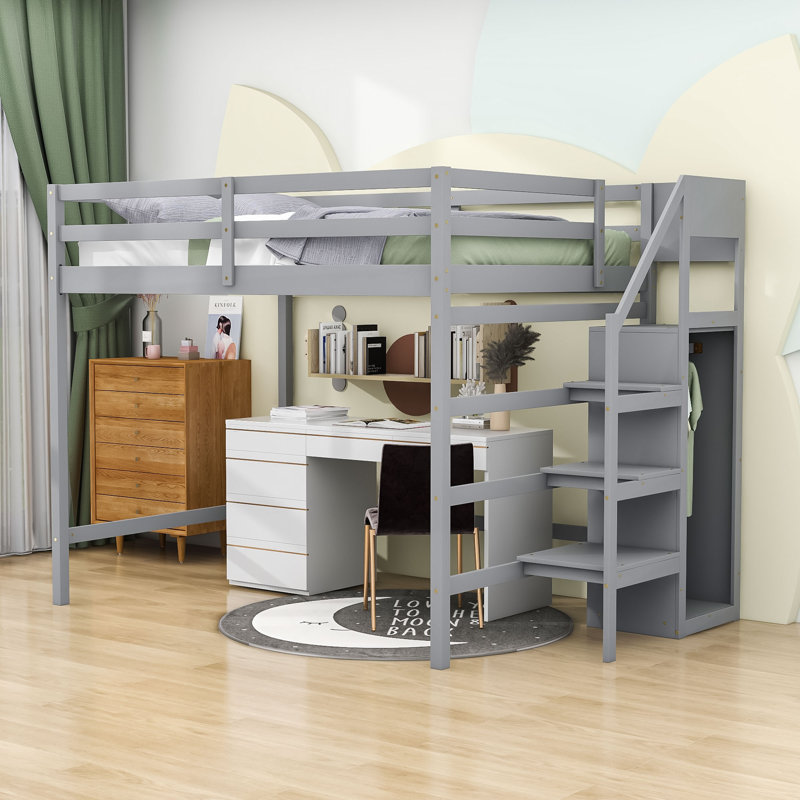 Lit mezzanine double Faroug par Harriet Bee, gris