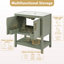 Meuble-lavabo vert de 30 pouces avec lavabo en céramique et rangement polyvalent - idéal pour les petites salles de bain-1045509599