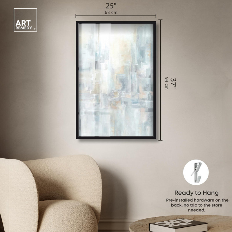 «Grey Abstract City Shadowbox Print» par Art Remedy, H 37 po x l 25 po, Noir