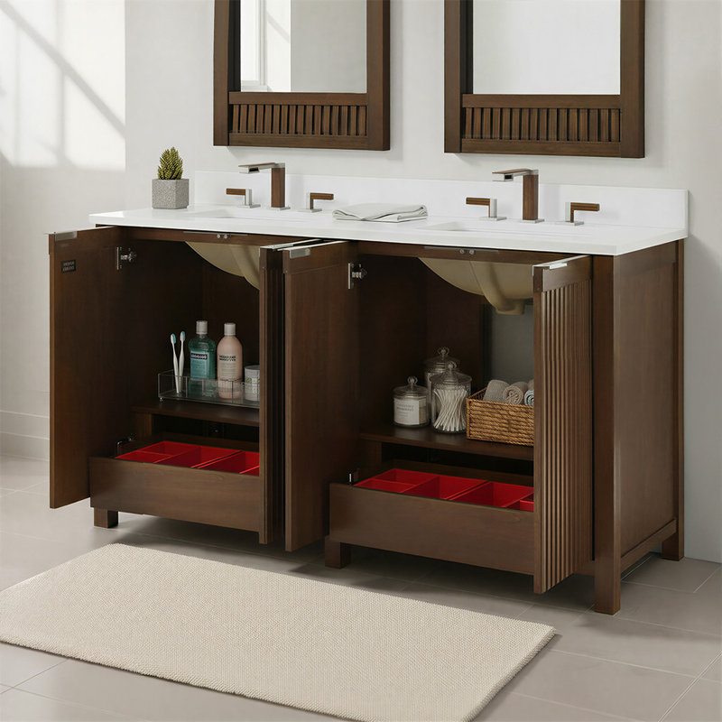 Meuble-lavabo en bois Frank Lloyd Wright USONIA® à travers 60 lignes, Brun