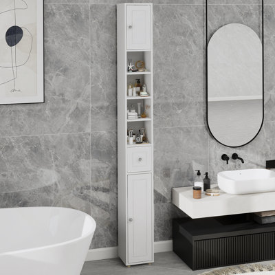 Armoire de salle de bain haute autoportante 71 po avec 1 tiroir Tall Slim