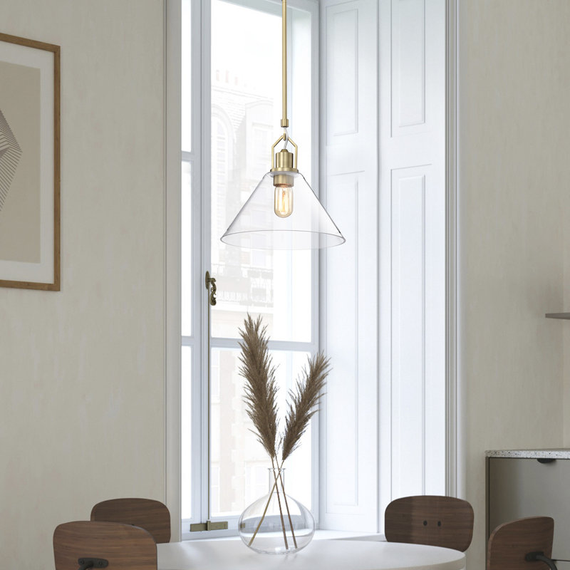 Luminaire suspendu conique à 1 lumière June, Laiton rétro, H 11,5 po x l 11,5 po x P 11,5 po