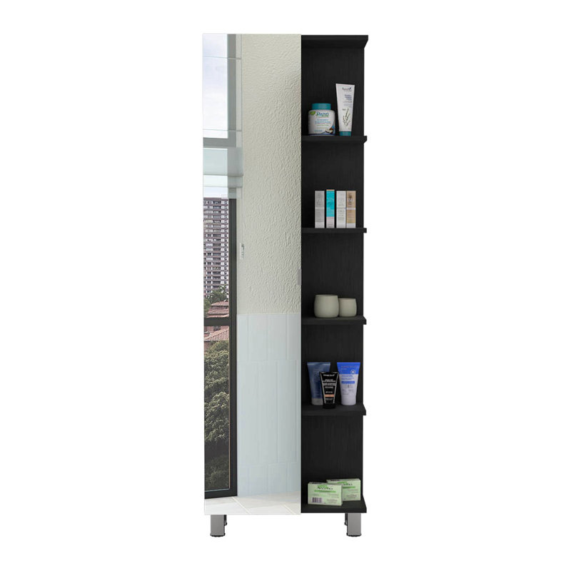 Linen Cabinet, Four Interior  Shelves, Five External Shelves, Matte Black