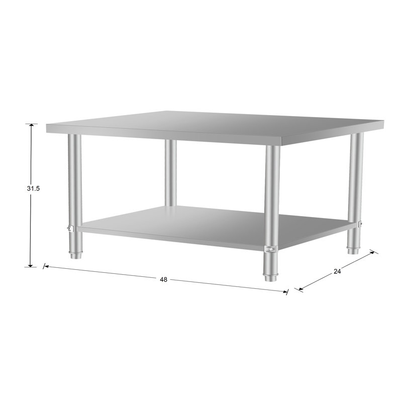 Toro 48" x 24" Stainless Steel Work Table with Under Shelf (Wheels Not Included)
