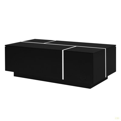 47.2''-72.7'' Extendable Coffee Table, Multi-Functional Coffee Table With High-Gloss Finish, Coffee Table With 2 Hidden Storage Space And 2 Drawers For Living Room