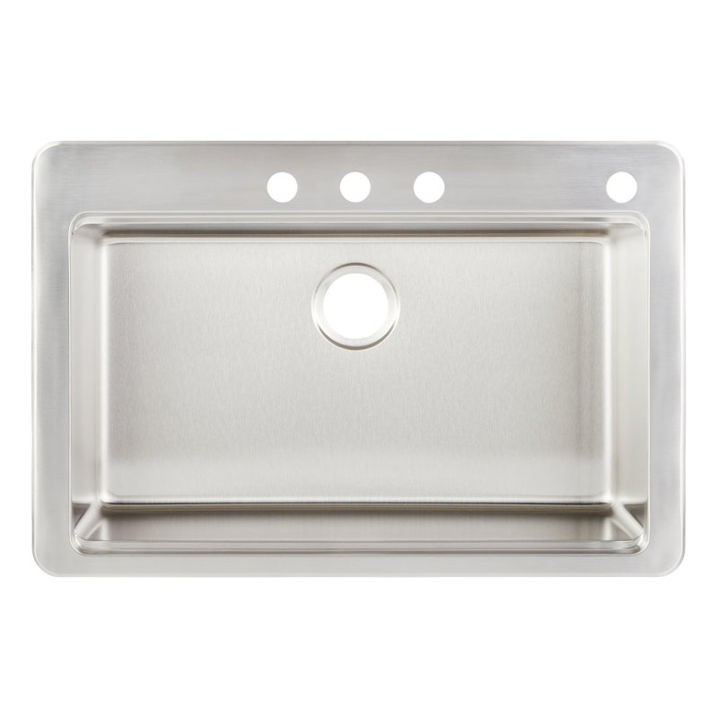 Melbrook 33 "L Drop-In Kitchen Sink With Accessories, 16-Gauge, 4 hole