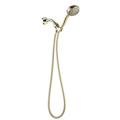 Pomme de douche à main avec tuyau - doré, 5 réglages réglables, plastique, bonne résistance aux chocs, facile à nettoyer, modes or muraux réglables, sûrs, à performance de jet constante