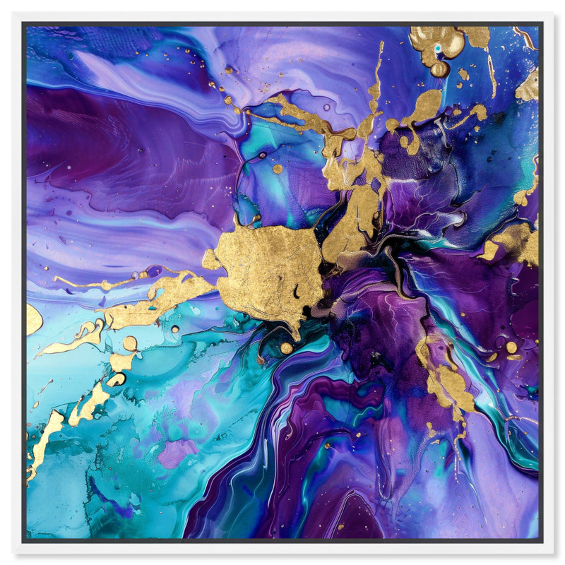 Art mural abstrait coloré sur toile Fantasy Pool par Art Remedy, Cadre blanc, H 25 po x l 25 po