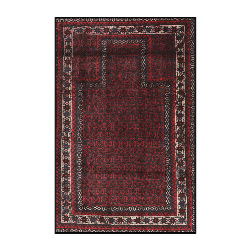 Tapis traditionnel rouge / noir, Rectangle 4 pi x 6 pi