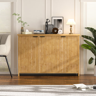 Donnell Bamboo 47''W Kitchen Storage Cabinet with Fluted Door