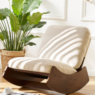 Chaise berçante coulissante en velours côtelé avec cadre en bois massif pour chambre de bébé, salon ou chambre à coucher