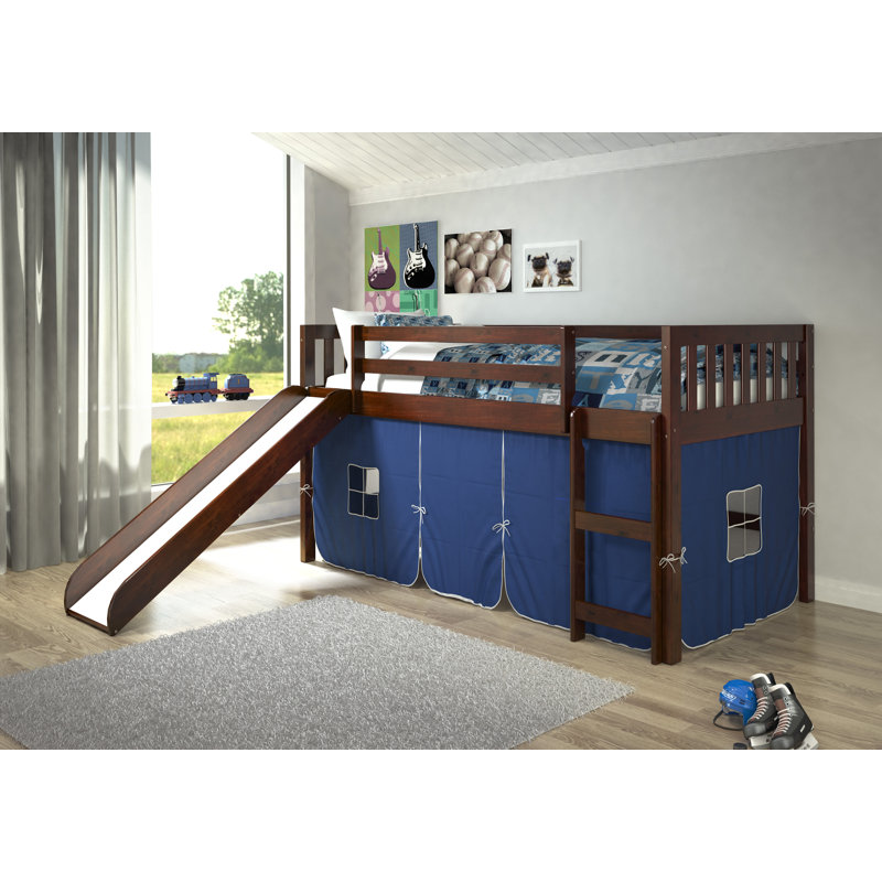 Skakke Twin Solid Wood Platform Loft Bed by Harriet Bee, Blue