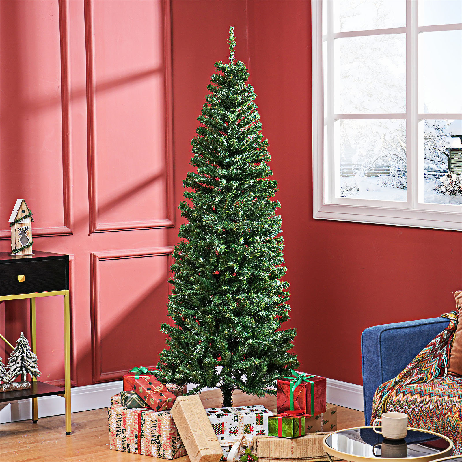 The Holiday Aisle® 6ft Pencil Christmas Tree, Unlit Artificial
