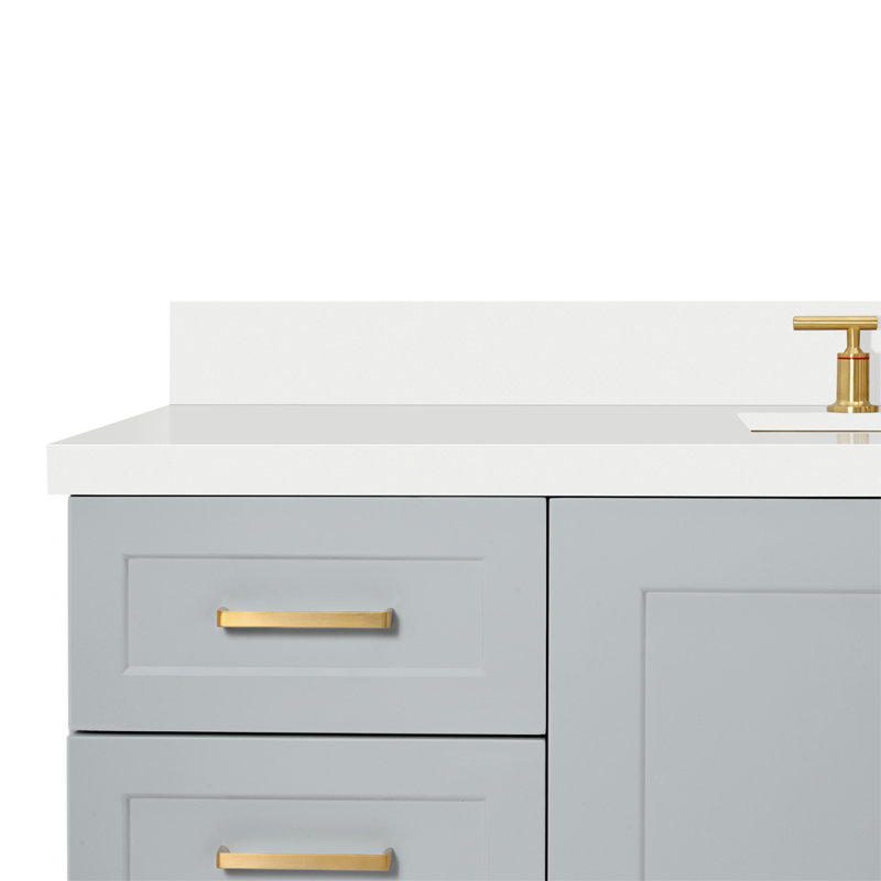 61 IN.  Single Bathroom Vanity, Gray, Rectangle, Carrara Quartz