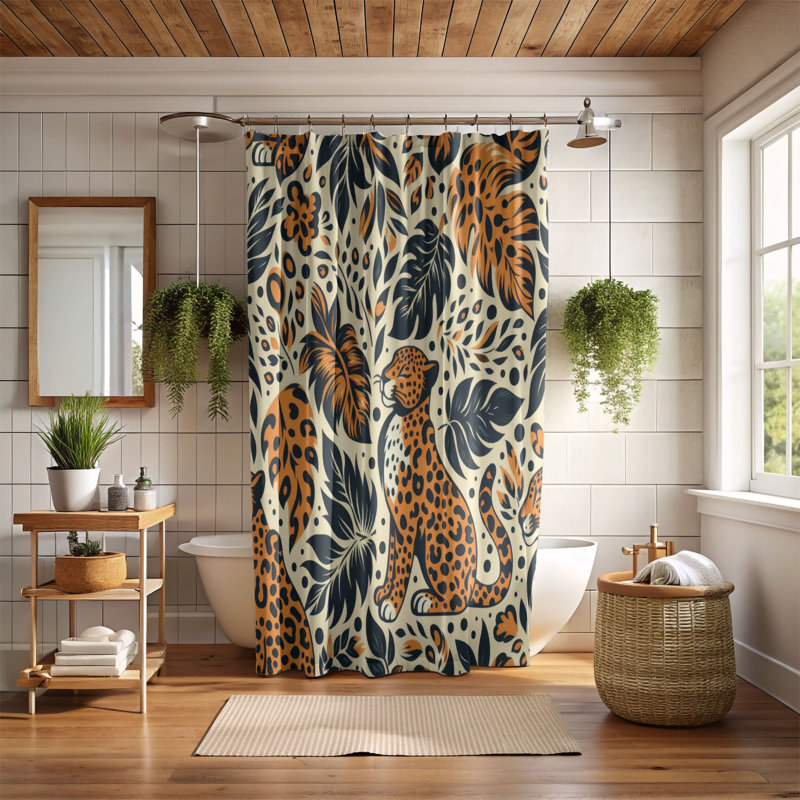 Classic Leopard Spots - 1 Piece Standard Shower Curtain, 74"H x 71"W