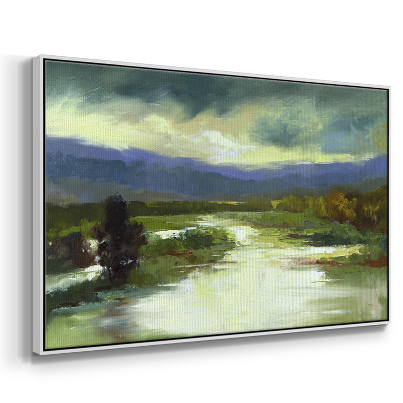 Mountain Meadow, peinture sur toile encadrée, H 27 po x l 41 po x P 2 po, Cadre blanc