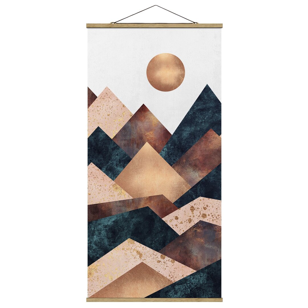 Stoffbild Geometric Mountains Bronze von Elisabeth Fredriksson