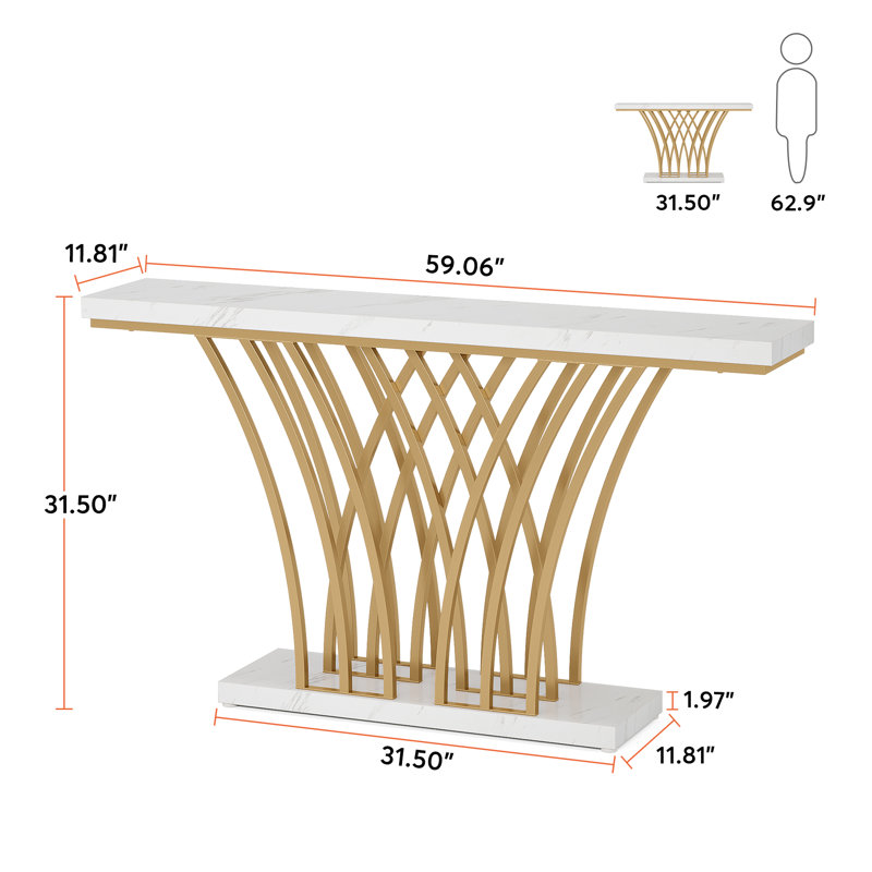 Boehlke 150cm Unfinished Console Table, White Marble