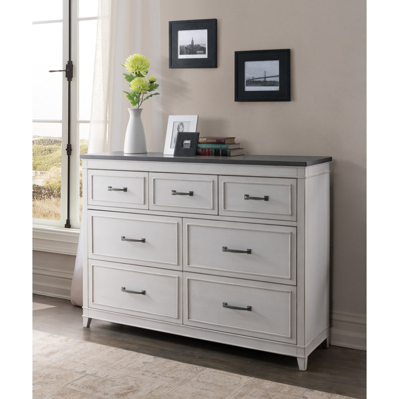 Commode double l 7 po Zorine, Blanc / gris