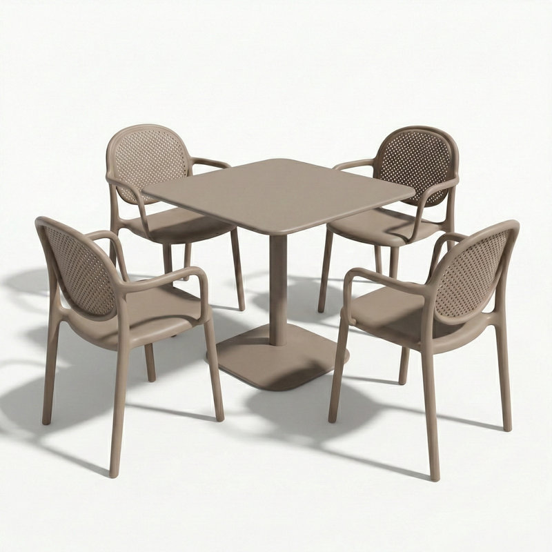 4 - Person Steel Dining Set, Grey
