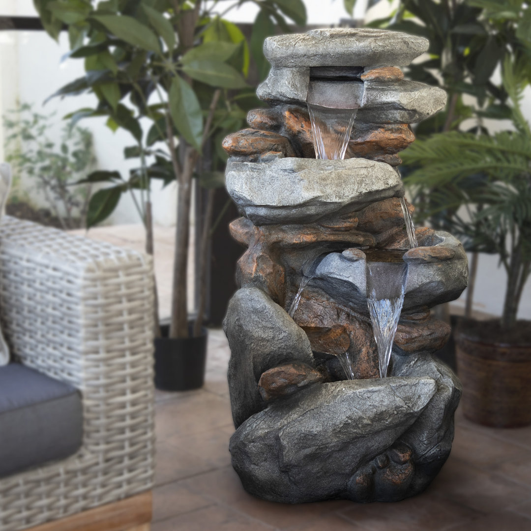 Rico Outdoor Weather Resistant Water Fountain With Light Fountain with Light Millwood Pines