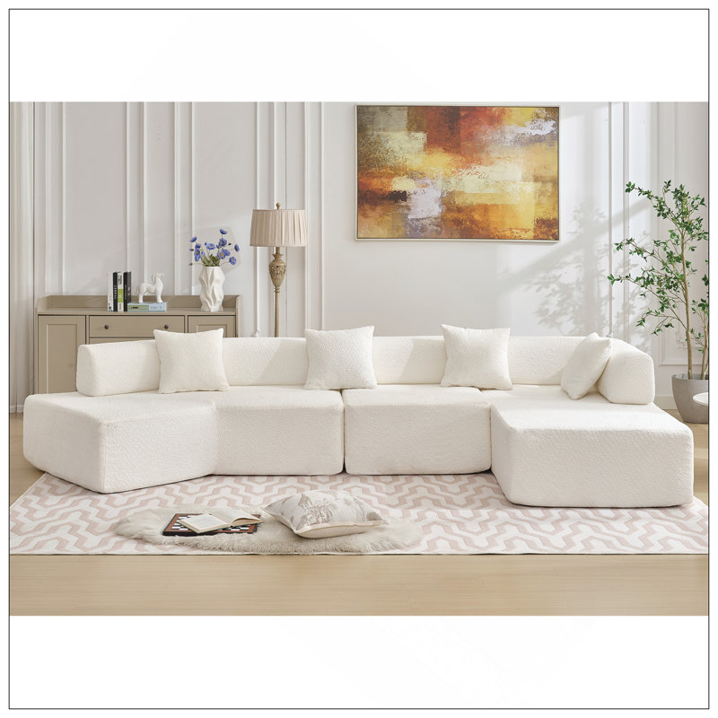 Canapé en L 140 po Modern Minimalist, Blanc