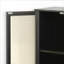 Buffet noir en rotin, buffet scandinave avec tiroirs et tablettes ouvertes