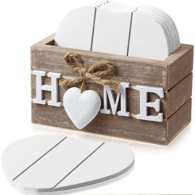 Drôle de sous-verres de style campagnard avec support, protection de table basse de 4 po et cadeau de pendaison de crémaillère, brun