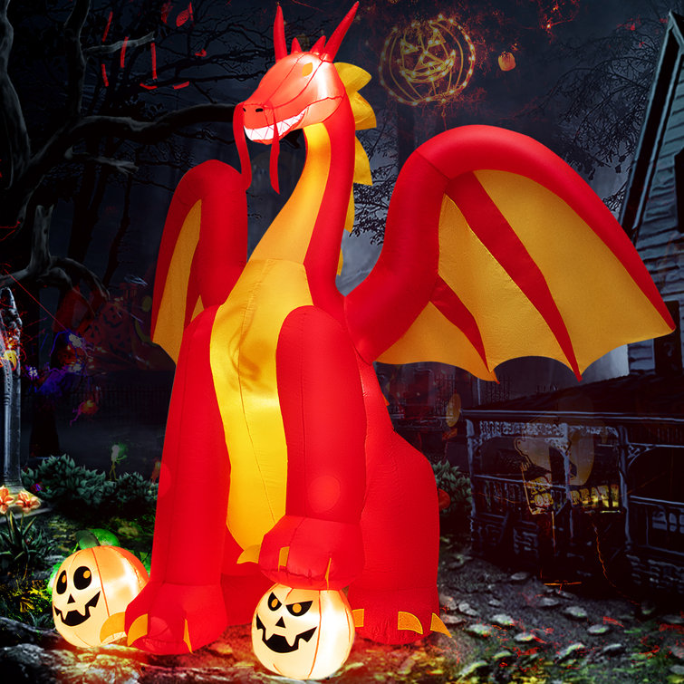 Wholesale LED Lit 4m Red Inflatable Flying Dragon With Giant Blow