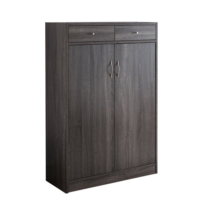 Armoire à chaussures grise - deux portes, tiroir, pouvant accueillir 15 paires de portes et de tiroirs de couleur