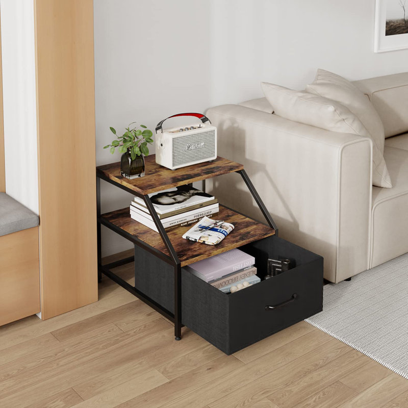Alphanso End Table, Rustic Brown/Black