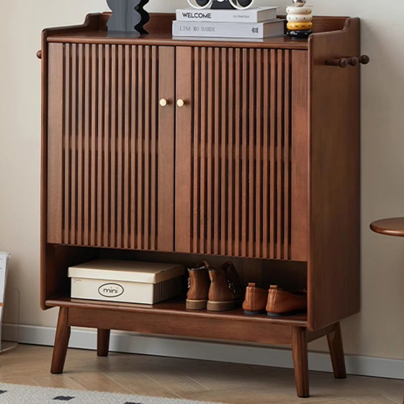 Modern Nut-Brown Solid Wood Shoe Storage
