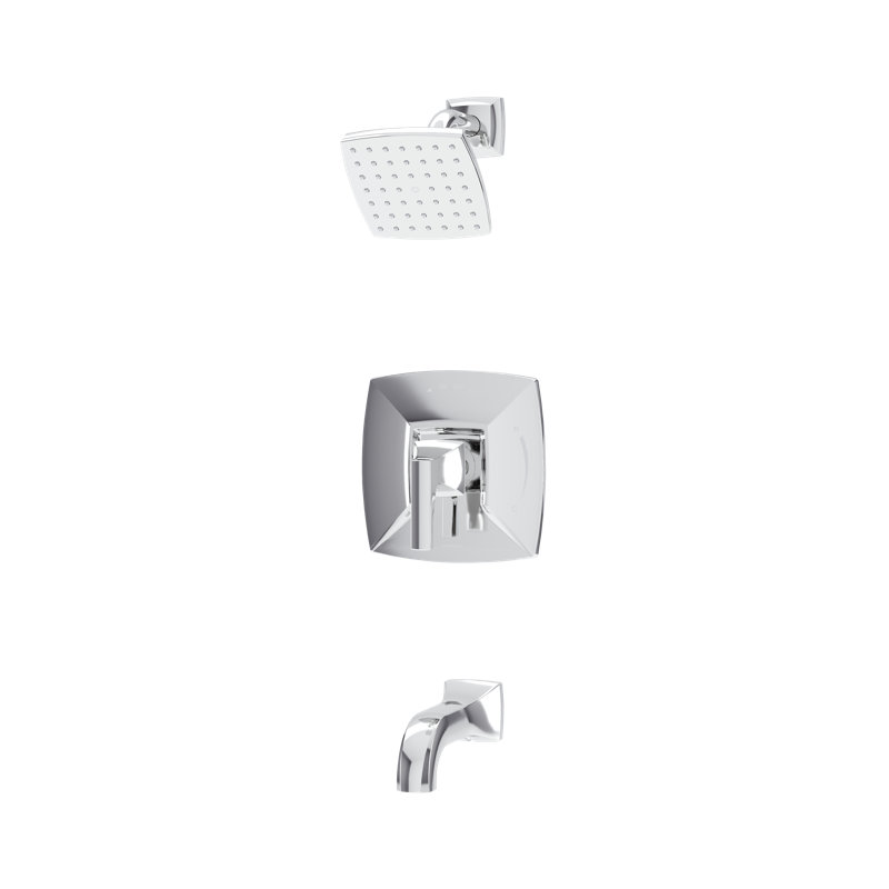 Robinet de baignoire et douche en chêne avec contrôle du volume, Chrome poli
