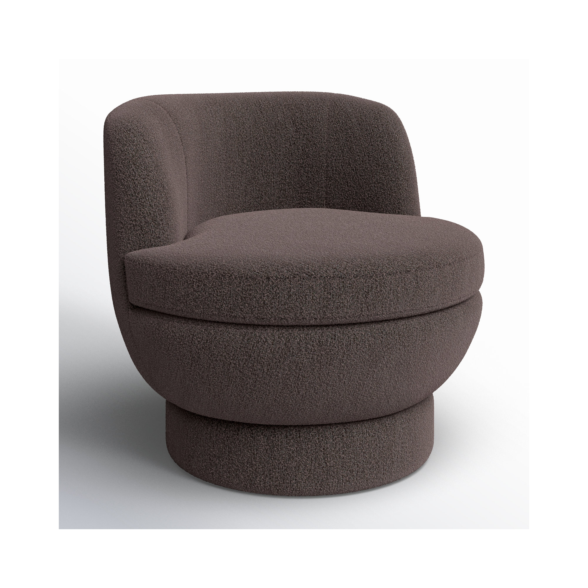 Volla Upholstered Swivel Barrel Chair, Dark Brown Chenille