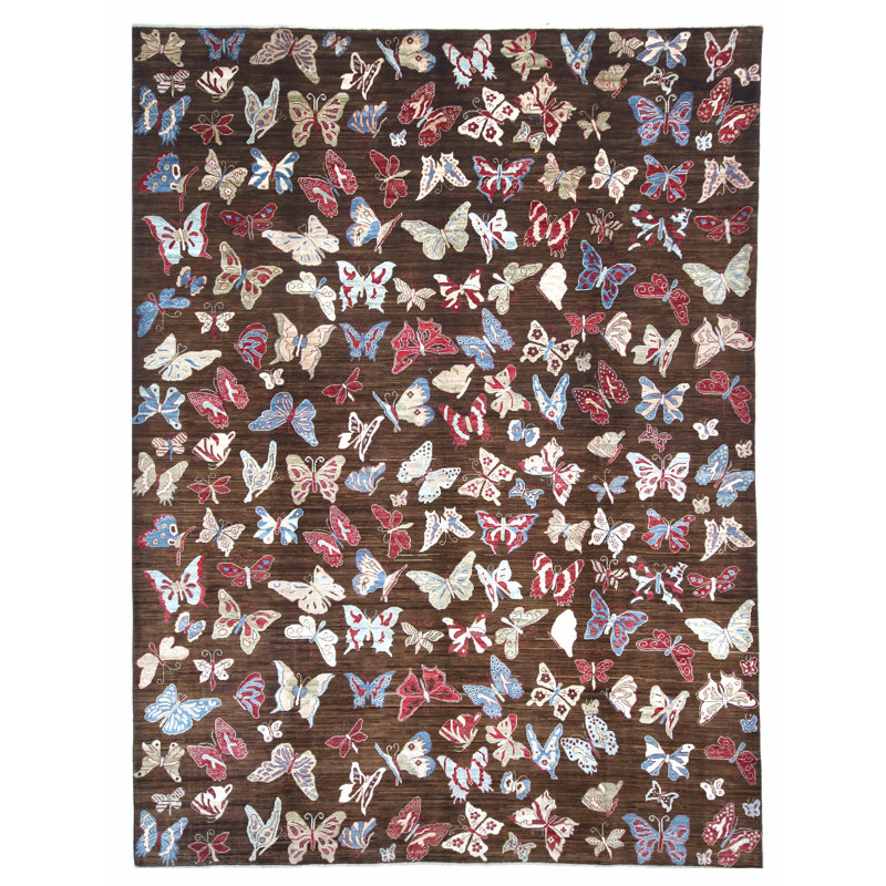 High-Quality Hand-Knotted Red And Black Area Rug