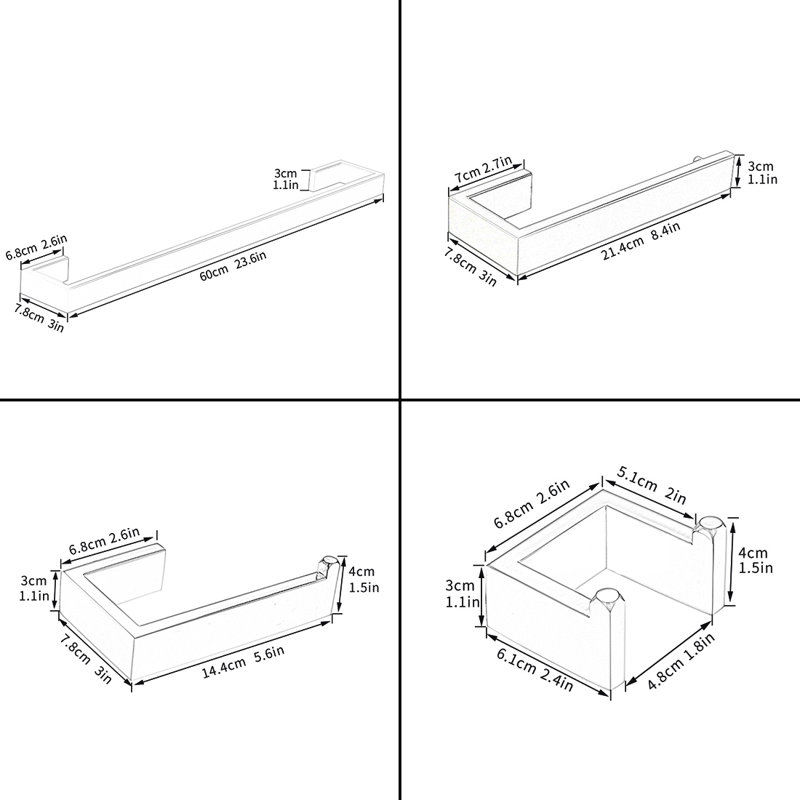 4 - Piece Bathroom Hardware Set, Silver