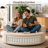 55" Oversized Boneless Swivel Round Pillow Back Sofa, Modern Comfy Lounge Seating-1788265066