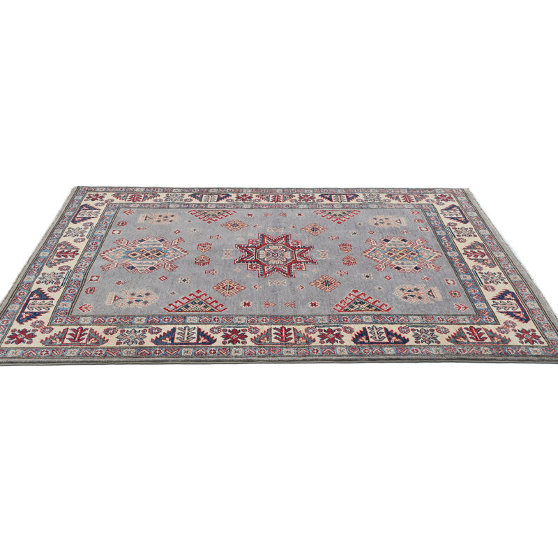 Tapis oriental moderne unique gris clair 4 x 6 One-of-a-Kind