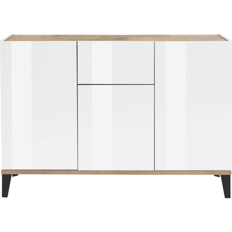Avabella 120cm Sideboard, White Glossy/Maple Pereira