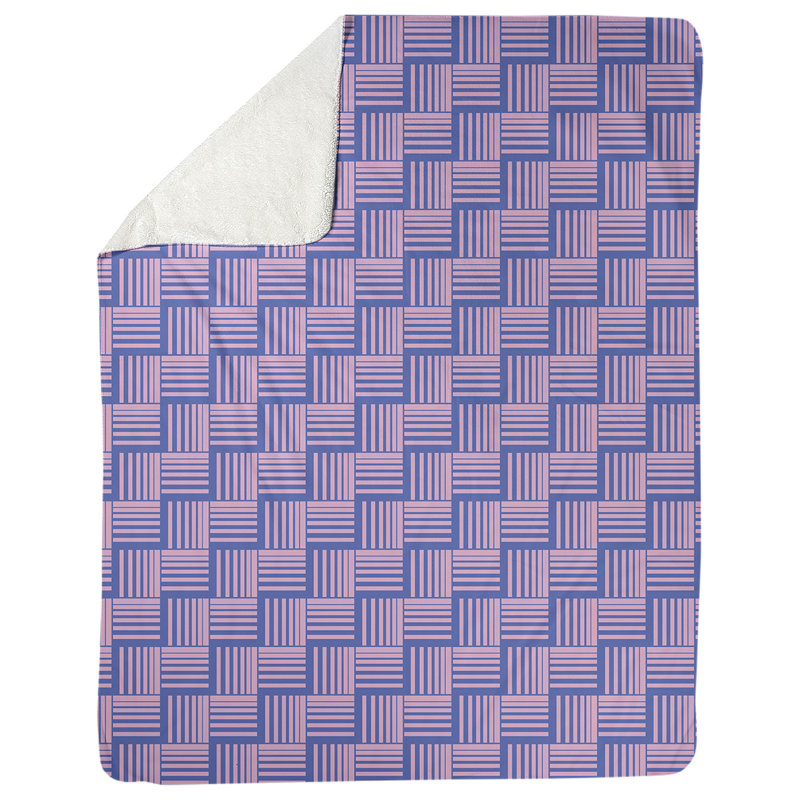 Couverture polaire à rayures classic basketweave, l 50 po x L 60 po, Bleu / Rose