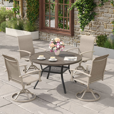 Ensemble repas d'extérieur pour 4 personnes avec chaises pivotantes 4 personnes