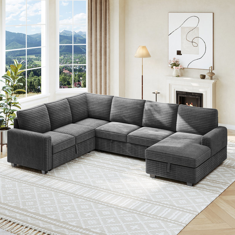 114" Modular Sectional Sofa, Corduroy L Shaped Modular Sofa, Sectional Couches For Living Room, Bedroom And Apartment