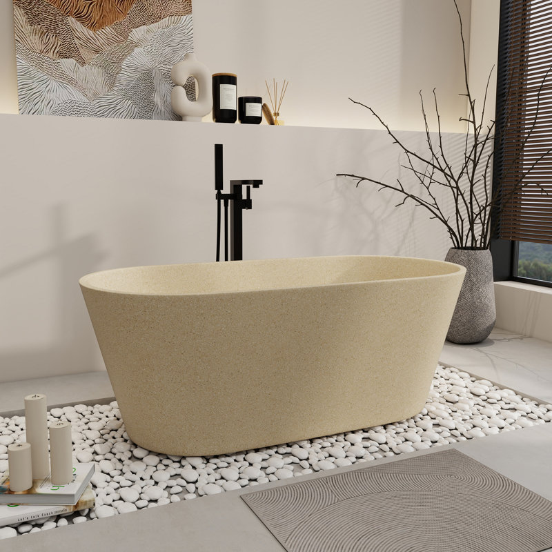 59'' Freestanding Soaking Terrazzo Bathtub