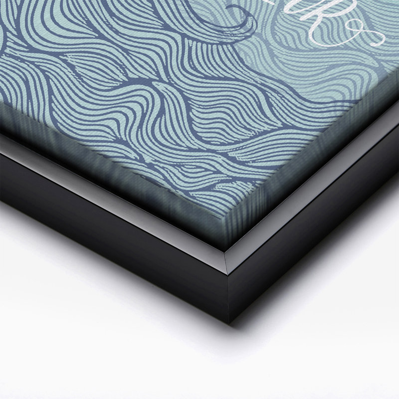 Une mer lisse, Cadre noir, Canevas, H 18 po x l 24 po