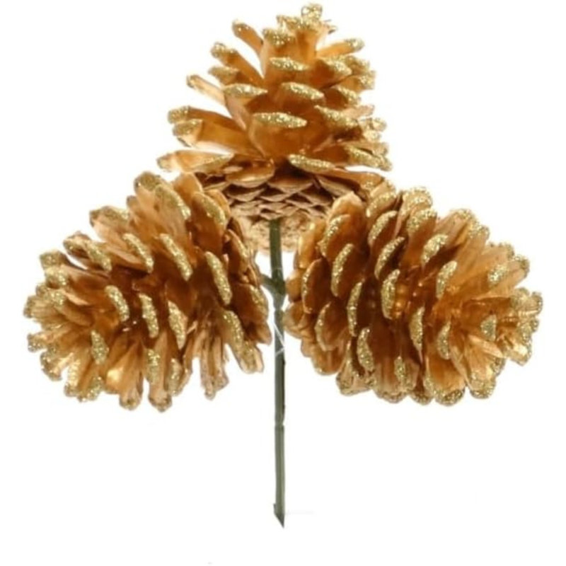 Ensemble de couronne de Noël bricolage 24 po avec pics en forme de pomme de pin dorée à bord scintillant de 2,5 po