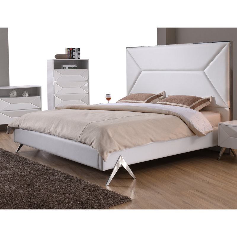 Abdullbasit Vegan Leather Platform Bed, Queen