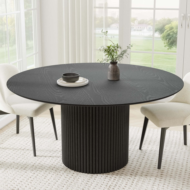 Table de salle à manger en bois massif, Black, H 30 po x L 60 po x l 60 po