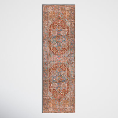 Mags Oriental Brick Red/Blue/Tan Area Rug