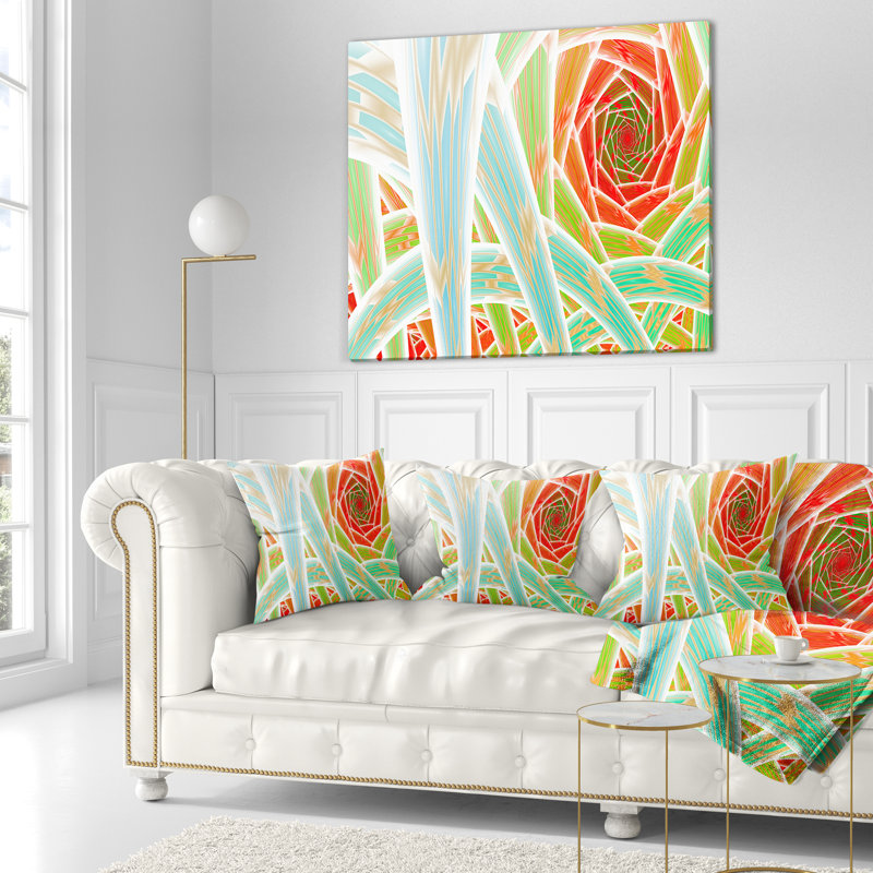Fractal Endless Tunnel - Coussin imprimé abstrait, 16 po x 1 po, Coussin décoratif, Rouge